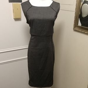 Grey with black piping sleeveless zip dress